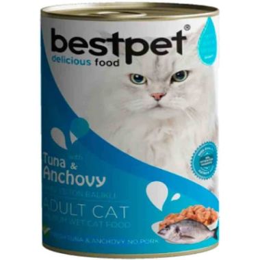 Bestpet - Bestpet Jelly Parça Ton ve Hamsili Kedi Konservesi 400 Gr