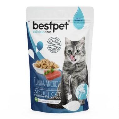 Bestpet - BestPet Jelly Pouch Ton ve Sardalyalı Kedi Maması 85 Gr