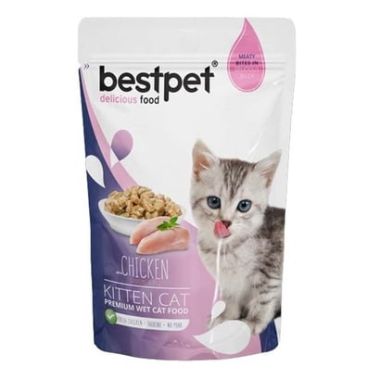 Bestpet - BestPet Kitten Jelly Pouch Tavuklu Yavru Kedi Maması 85 Gr