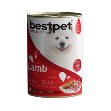 Bestpet - Bestpet Kuzu Etli Soslu Konserve Köpek Maması 12*400 Gr