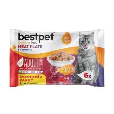 Bestpet - BestPet Multipack Sığır ve Tavuklu Kedi Konservesi 6x85 Gr