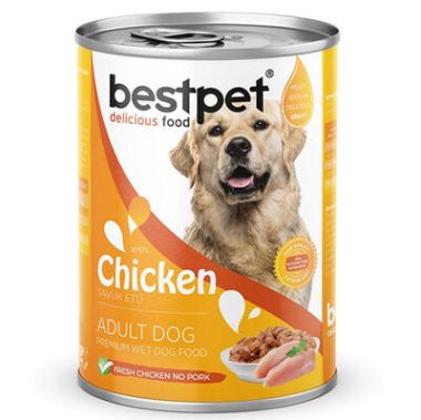 Bestpet - Bestpet Tavuk Etli Soslu Konserve Köpek Maması 12*400 Gr