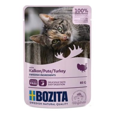 Bozita - Bozita Sos İçinde Hindili Pouch Kedi Konservesi 12*85 Gr