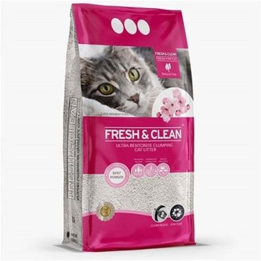 FreshClean - Fresh&Clean Bentonit Bebek Pudralı Süper Topaklanan Kedi Kumu 10lt