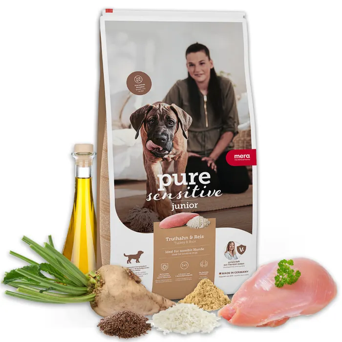 Mera Pure Sensitive Hindi Etli ve Pirinçli Junior Köpek Maması 4 Kg - Thumbnail