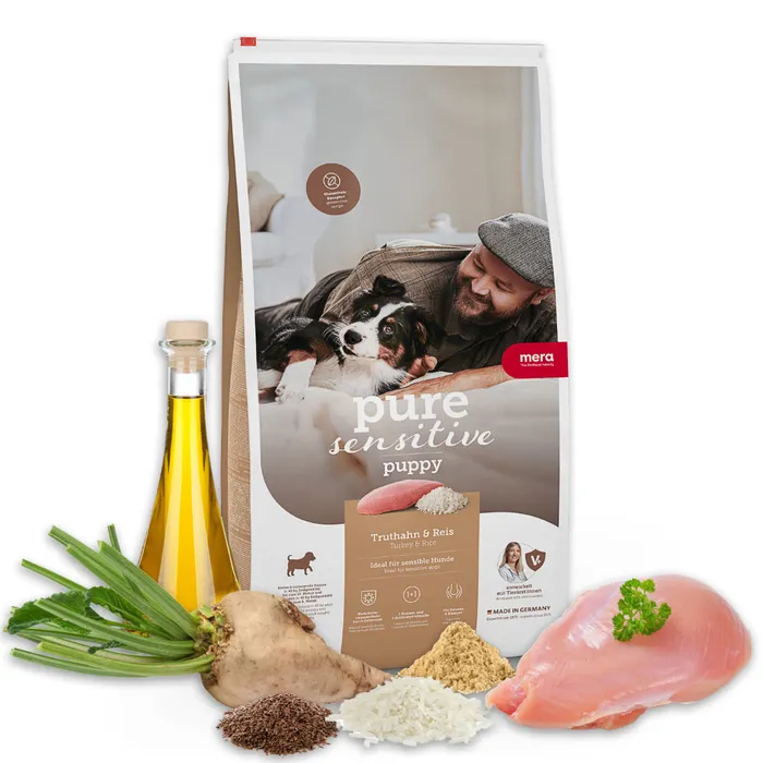 Mera - Mera Pure Sensitive Hindi Etli ve Pirinçli Yavru Köpek Maması 4 Kg