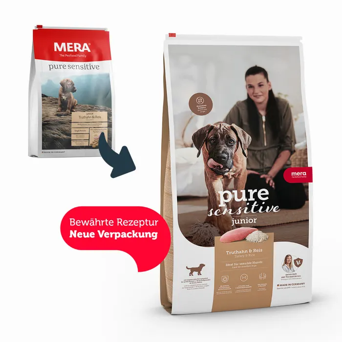 Mera Pure Sensitive Hindi Etli ve Pirinçli Junior Köpek Maması 12,5 Kg - Thumbnail