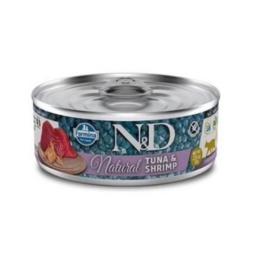 N&D - N&D Natural Ton Balıklı ve Karidesli Tamamlayıcı Kedi Konservesi 24*70 Gr