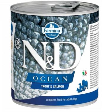 N&D - N&D Ocean Alabalık ve Somon Köpek Konservesi 6*285 Gr