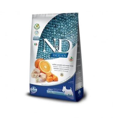 N&D - N&D Ocean Morina Balığı, Balkabağı ve Portakal Adult Mini Köpek Maması 7 Kg