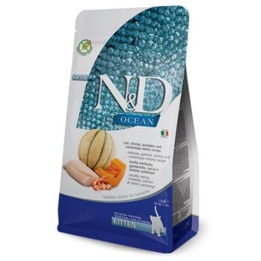 N&D - N&D Ocean Morina Balığı, Karides, Balkabağı ve Kavun Yavru Kedi Maması 300 Gr