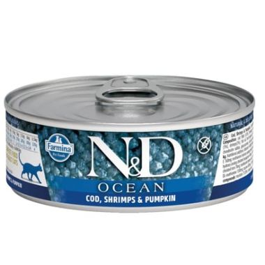 N&D - N&D Ocean Morina Balığı, Karides ve Balkabağı Kedi Konservesi 70 Gr
