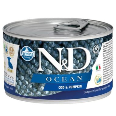 N&D - N&D Ocean Morina Balığı ve Balkabağı Mini Köpek Konservesi 6*140 Gr