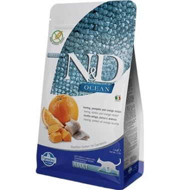 N&D - N&D Ocean Ringa Balığı, Balkabağı ve Portakal Kedi Maması 300 Gr