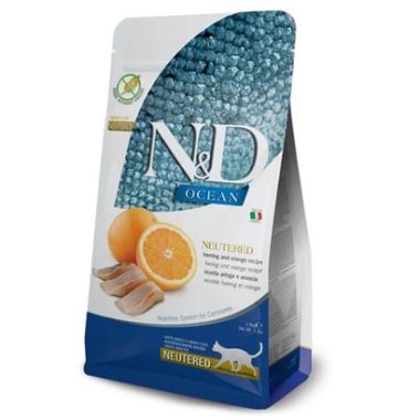 N&D - N&D Ocean Ringa Balığı ve Portakal Kısırlaştırılmış Kedi Maması 300 Gr