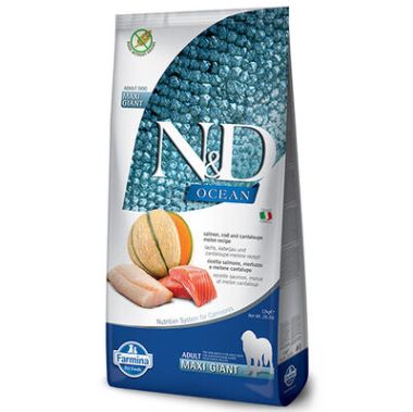 N&D - N&D Ocean Somon, Morina Balığı ve Kavun Adult Maxi Giant Köpek Maması 12 Kg