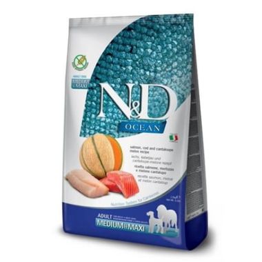 N&D - N&D Ocean Somon, Morina Balığı ve Kavun Adult Medium-Maxi Köpek Maması 12 Kg