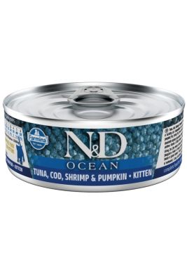 N&D - N&D Ocean Ton ve Morina Balığı, Karides ve Balkabağı Yavru Kedi Konservesi 70 Gr