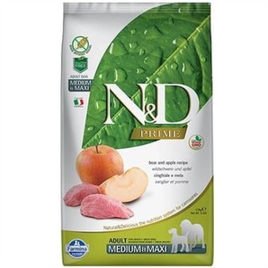 N&D - N&D Prime Yaban Domuzu ve Elma Adult Medium-Maxi Tahılsız Köpek Maması 12 Kg