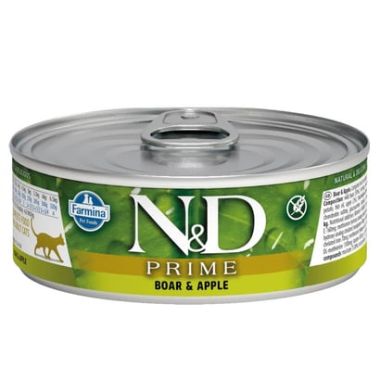 N&D - N&D Prime Yaban Domuzu ve Elma Kedi Konservesi 24*70 Gr
