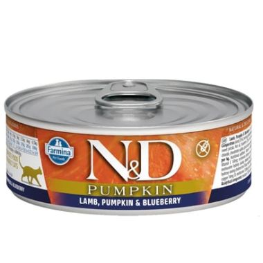 N&D - N&D Pumpkin Kuzu, Balkabağı ve Yaban Mersini Kedi Konservesi 70 Gr