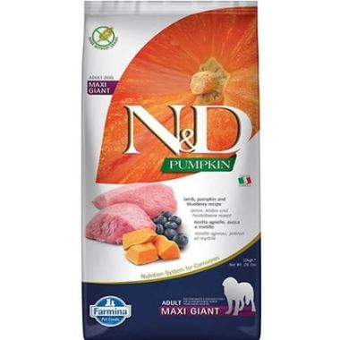 N&D - N&D Pumpkin Kuzu ve Yaban Mersini Adult Maxi Giant Tahılsız Köpek Maması 12 Kg