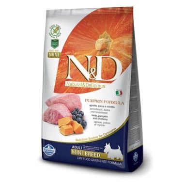 N&D - N&D Pumpkin Kuzu ve Yaban Mersini Adult Mini Tahılsız Köpek Maması 800 Gr