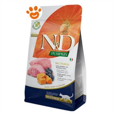 N&D - N&D Pumpkin Kuzu ve Yaban Mersini Kısırlaştırılmış Tahılsız Kedi Maması 300 Gr