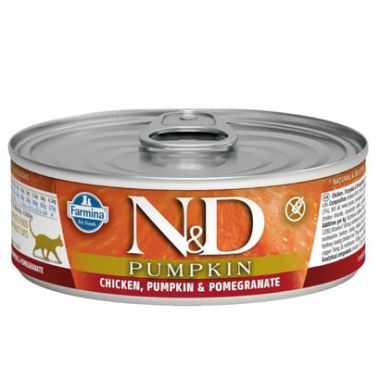 N&D - N&D Pumpkin Tavuk, Balkabağı ve Nar Kedi Konservesi 24*70 Gr