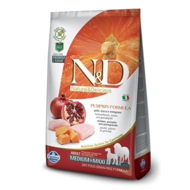 N&D - N&D Pumpkin Tavuk ve Nar Adult Medium-Maxi Tahılsız Köpek Maması 12 Kg