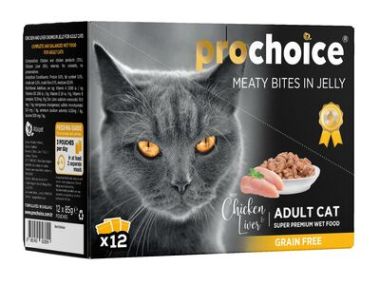 Prochoice - Prochoice Jöle İçinde Tavuklu ve Ciğerli Pouch Kedi Maması 12*85 Gr