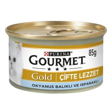 Purina - ProPlan Gourmet Gold Çifte Lezzet Ispanak Soslu Okyanus Balıklı Kedi Konservesi 24*85 Gr