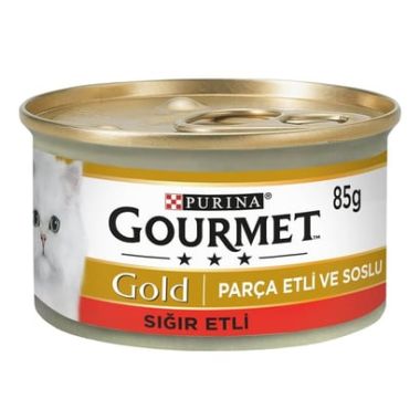 Purina - ProPlan Gourmet Gold Parça Etli ve Soslu Sığır Etli Kedi Konservesi 24*85 Gr