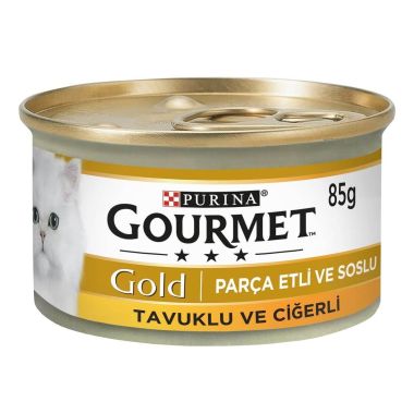 Purina - ProPlan Gourmet Gold Parça Etli ve Soslu Tavuklu ve Ciğerli Kedi Konservesi 85 Gr
